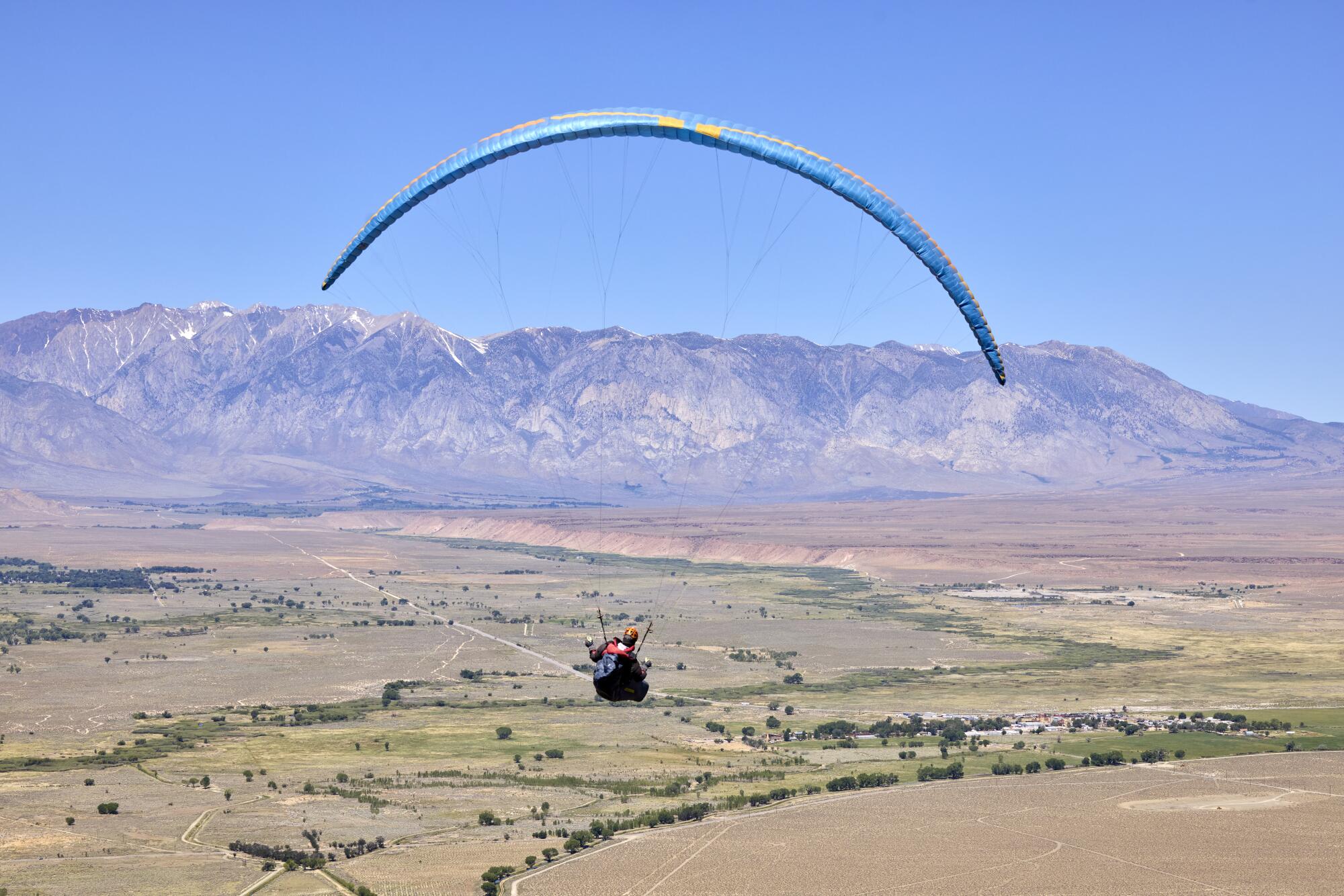 Barry Smith launches his paraglider