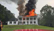 Lightning sparks flames on top of roof in Montgomery County during storms