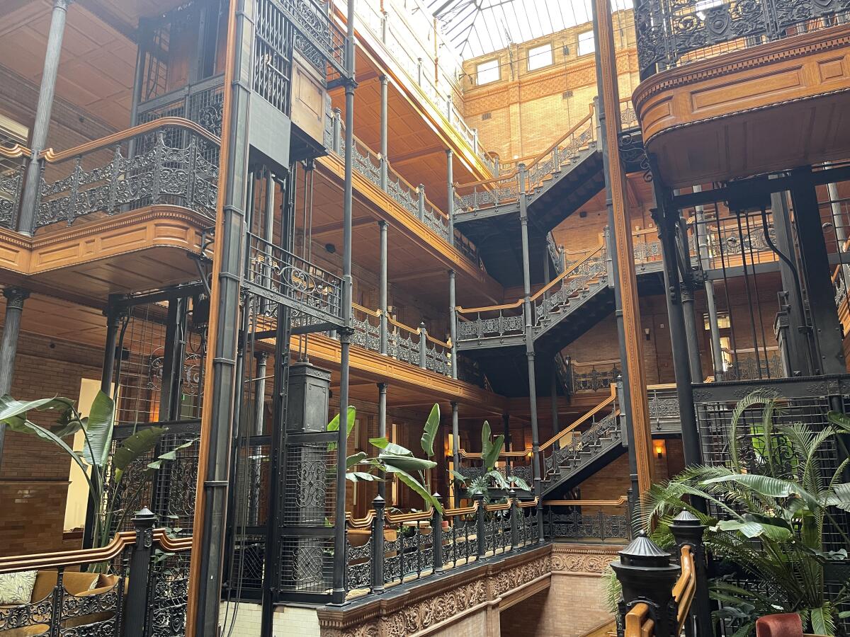 The interior of the Bradbury Building in downtown Los Angeles.
