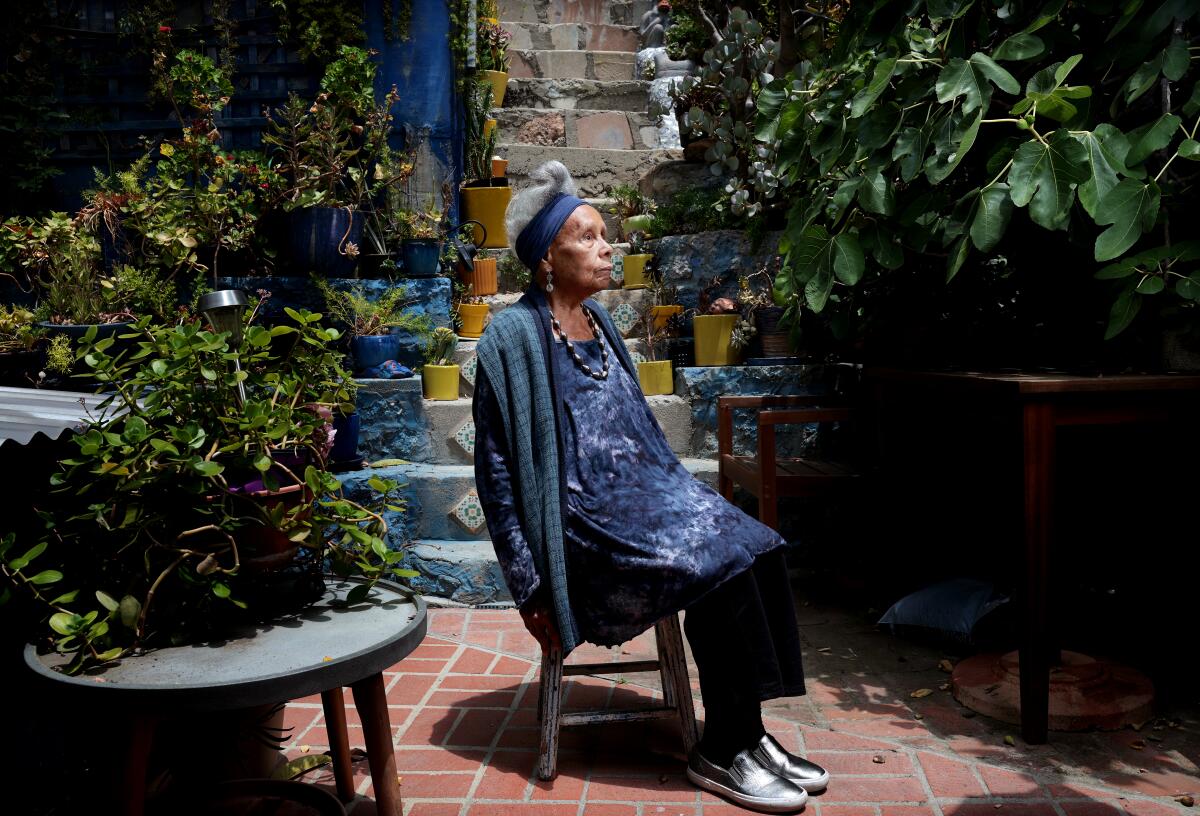 Artist Betye Saar at her home in Laurel Canyon.