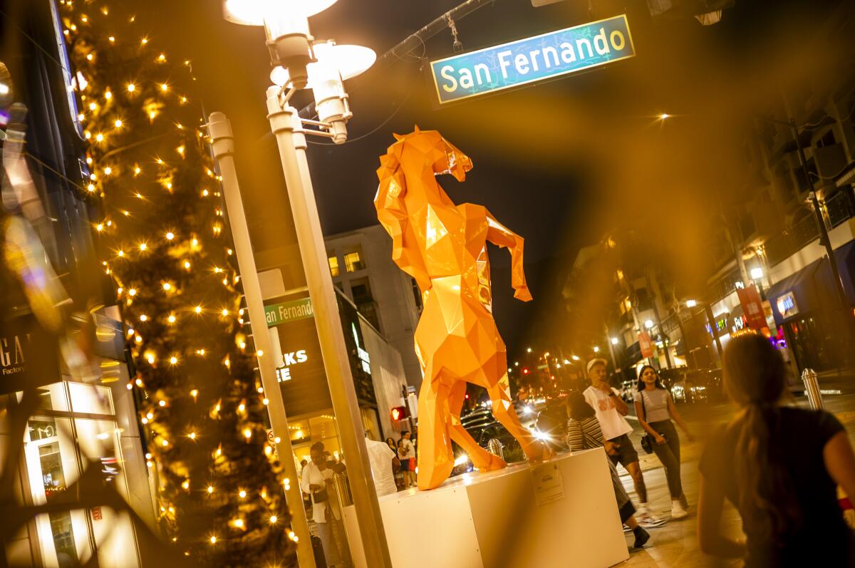 Scenes on the pedestrian mall on Palm Avenue and San Fernando Blvd. in downtown Burbank.