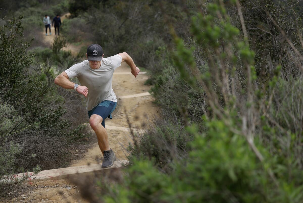  Dean Neistat runs in Runyon Canyon in Los Angeles on February 29, 2024. 