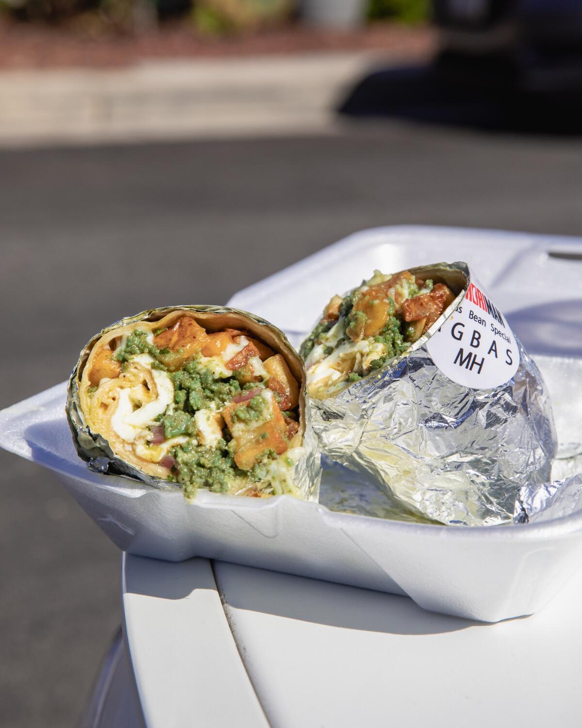 The green chorizo breakfast burrito from the Chori Man.