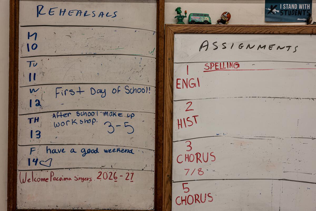A view of teacher Scott Mandel's choir class schedule.