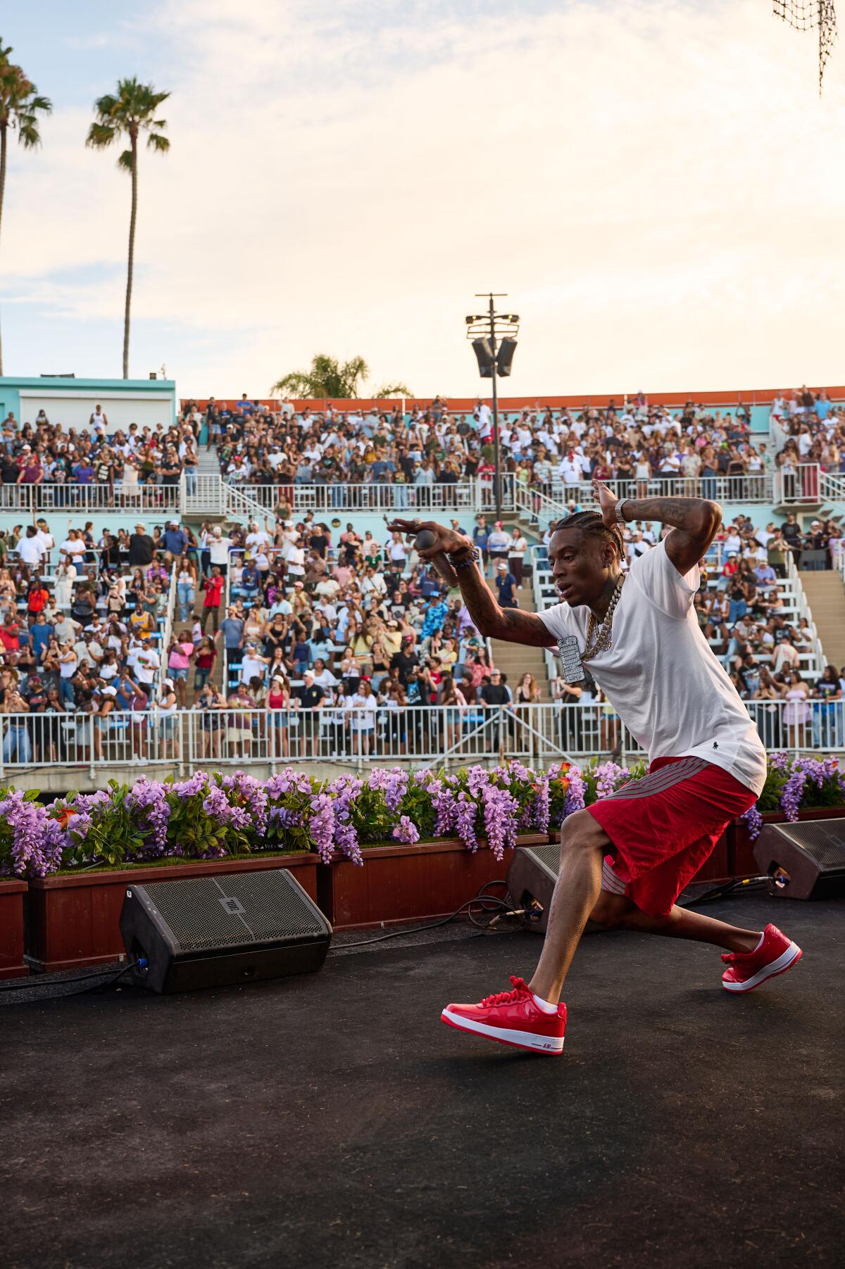 Artist Soulja Boy performs during a new viral concert.
