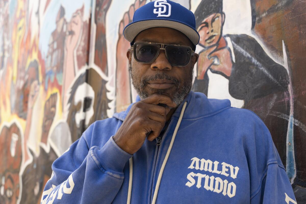 Former NFL running back Andre Hardy, 64, poses for a portrait to celebrate his upcoming novel