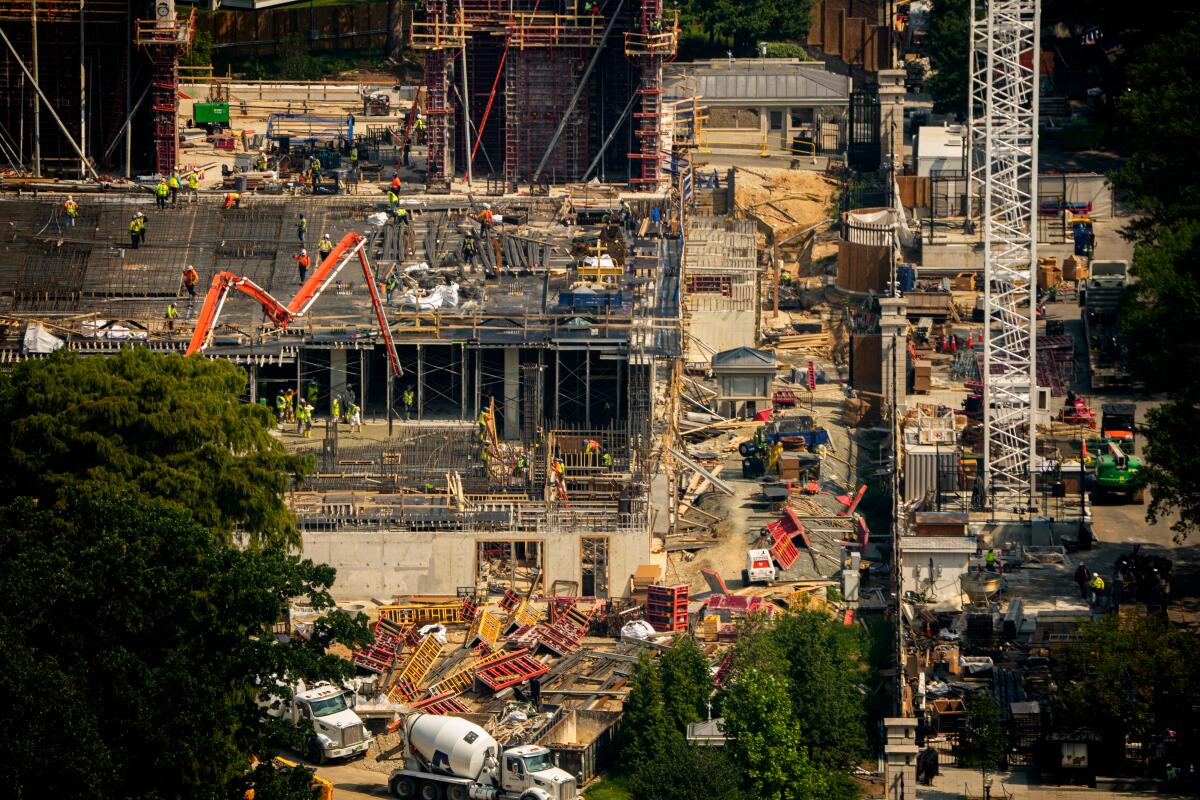 Construction continues on the East Wing ballroom at the White House