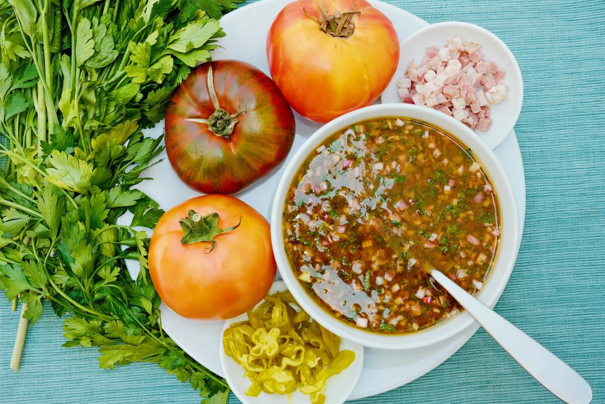 Ingredients for pancetta vinaigrette
