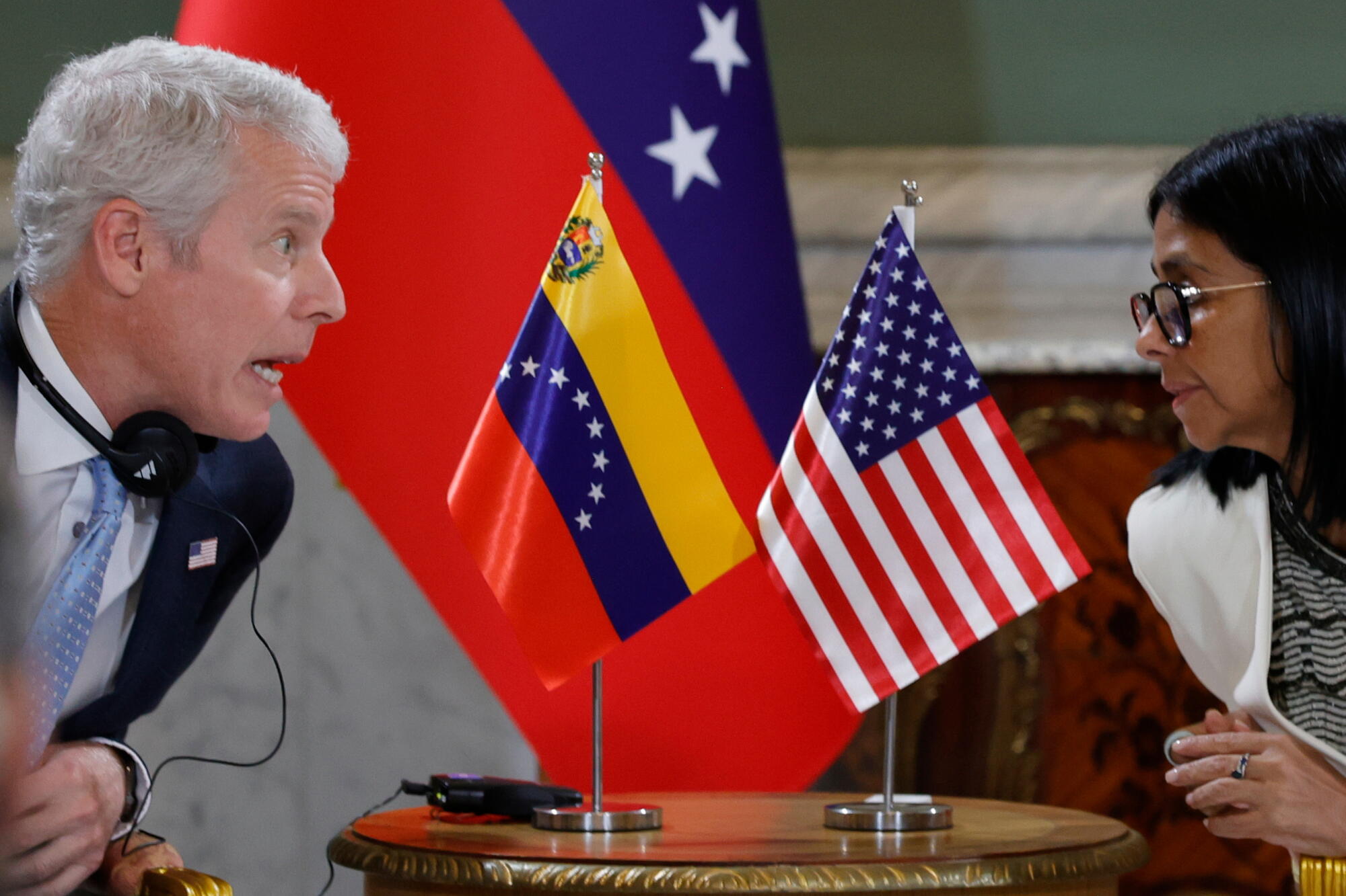 Energy Secretary Chris Wright and with Venezuelan acting President Delcy Rodríguez