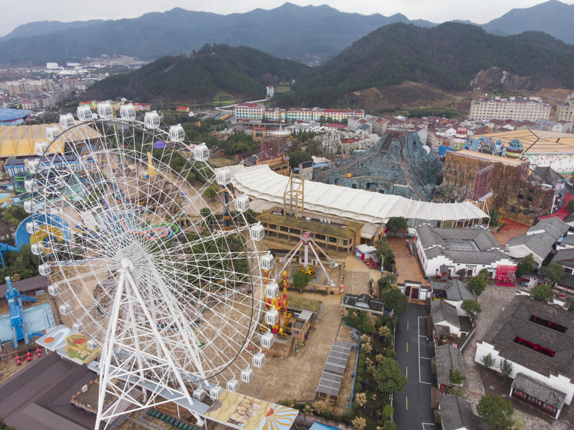 Aerial view of Hengdian movie studios.