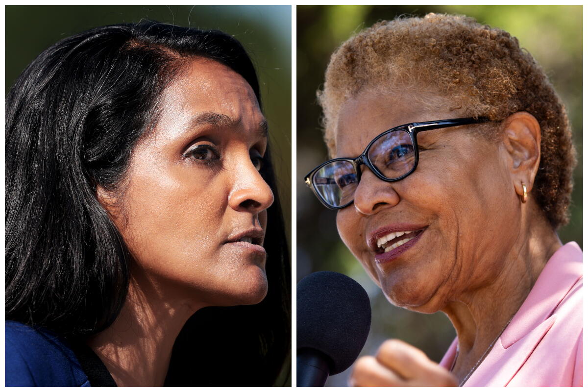 Councilmember Nithya Raman and Los Angeles Mayor Karen Bass.