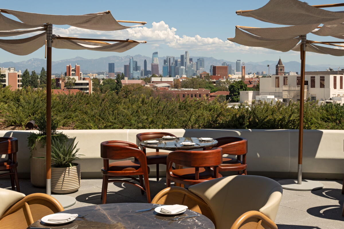 The patio of Skywalker Grill at the Lucas Museum of Narrative Art in Los Angeles