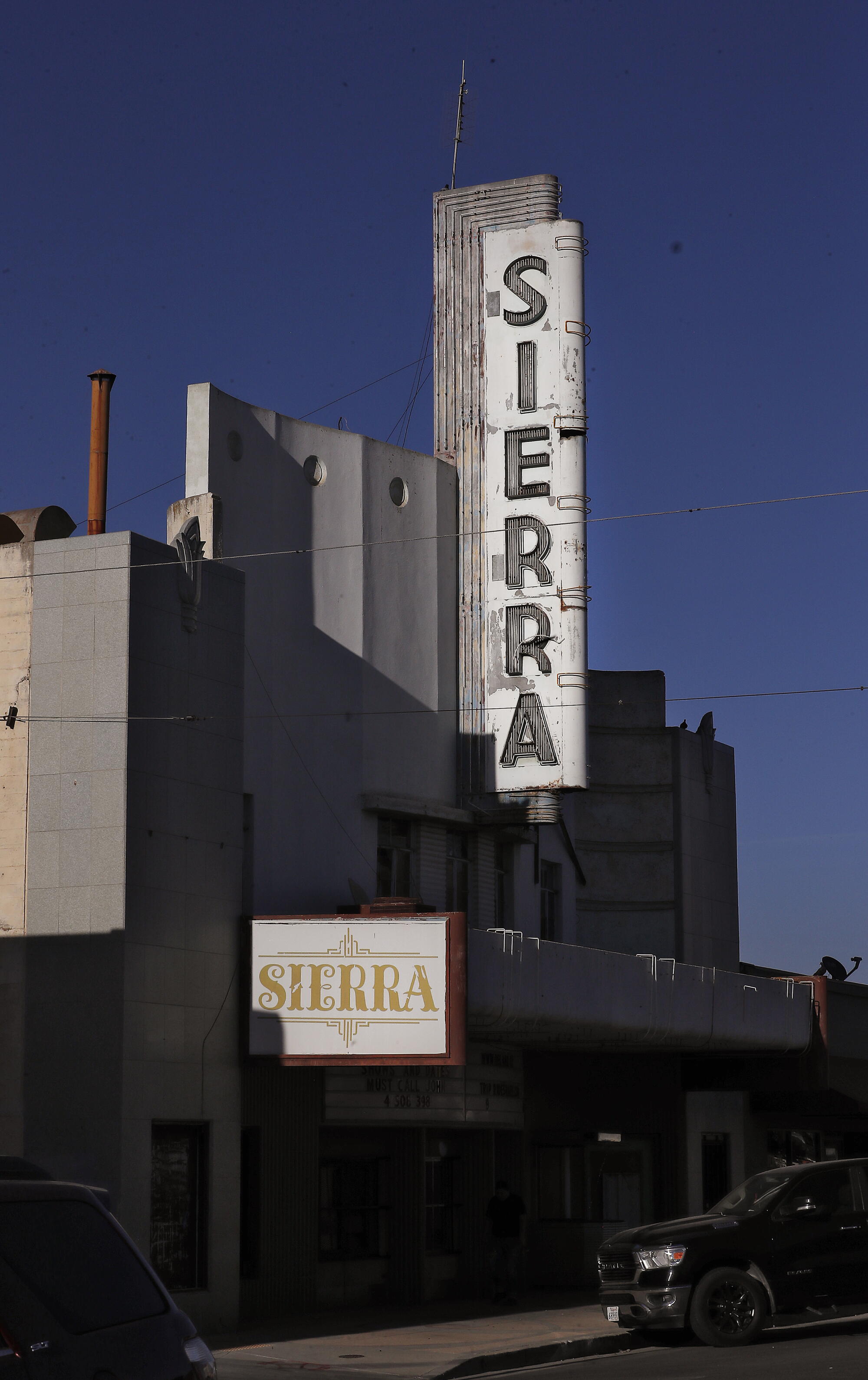 An exterior view of the Sierra movie theater in Delano.